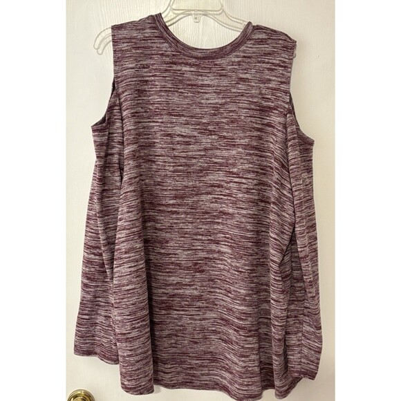 Xersion Red & White 2X Long Sleeve Shoulder Cut Shirt Womens - Picture 10 of 10